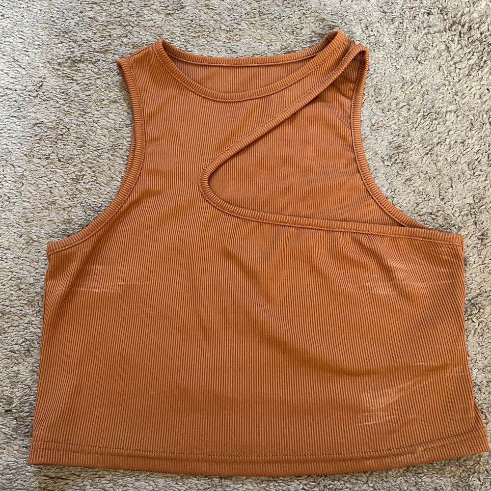 Orange asymmetrical cropped tank top